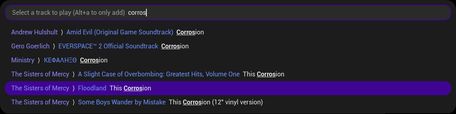 <code>rofi</code> showing a search for a track rofi showing a search for a track