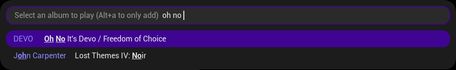 <code>rofi</code> showing a search for an album rofi showing a search for an album
